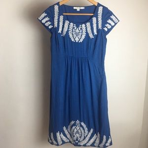 Boden blue embroidered dress